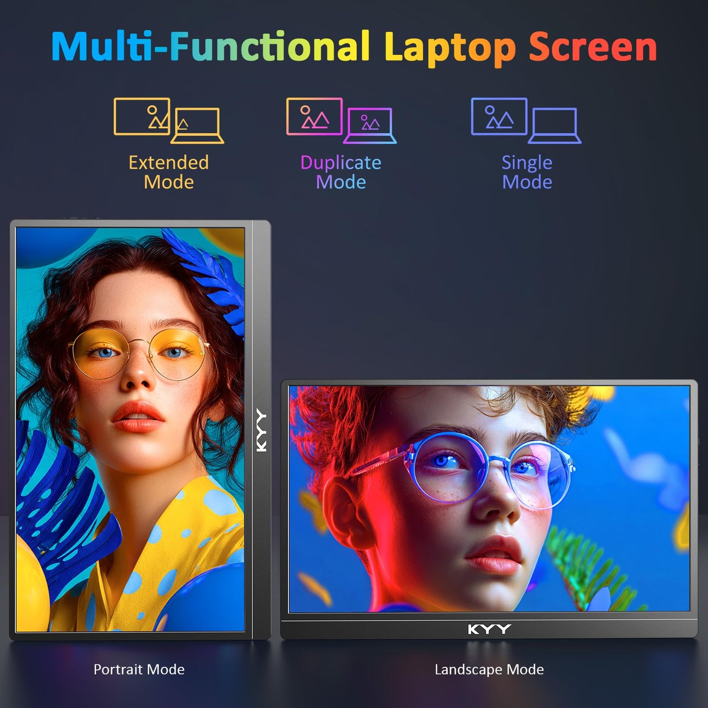 KYY 4K Portable Monitor for Laptop, 15.6'' Computer Screen Extender UHD 3840x2160,100% sRGB, 400 Nits, IPS Travel Monitor w/Speakers & Smart Cover for Laptop Xbox PS5 Switch PC Phone, VESA Compatible