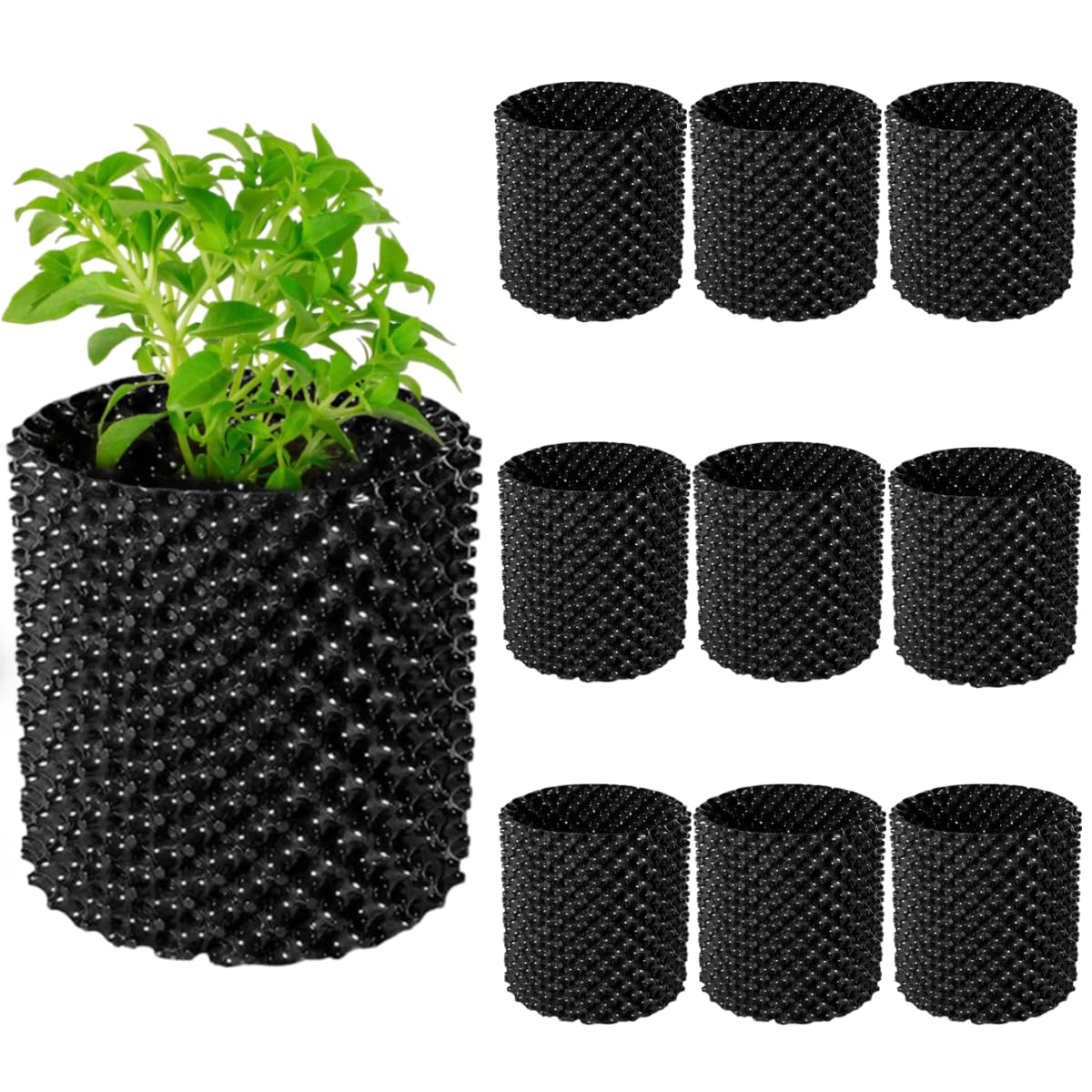 Focefec 2.5 Gallon Air Pruning Containers, Plastic Nursery Pots 10pcs, Plant Pots for Vegetable, Fruit, Garden Use, Self-Planting Pots with Handles and Bases, Size 9.8'' x 8.7''