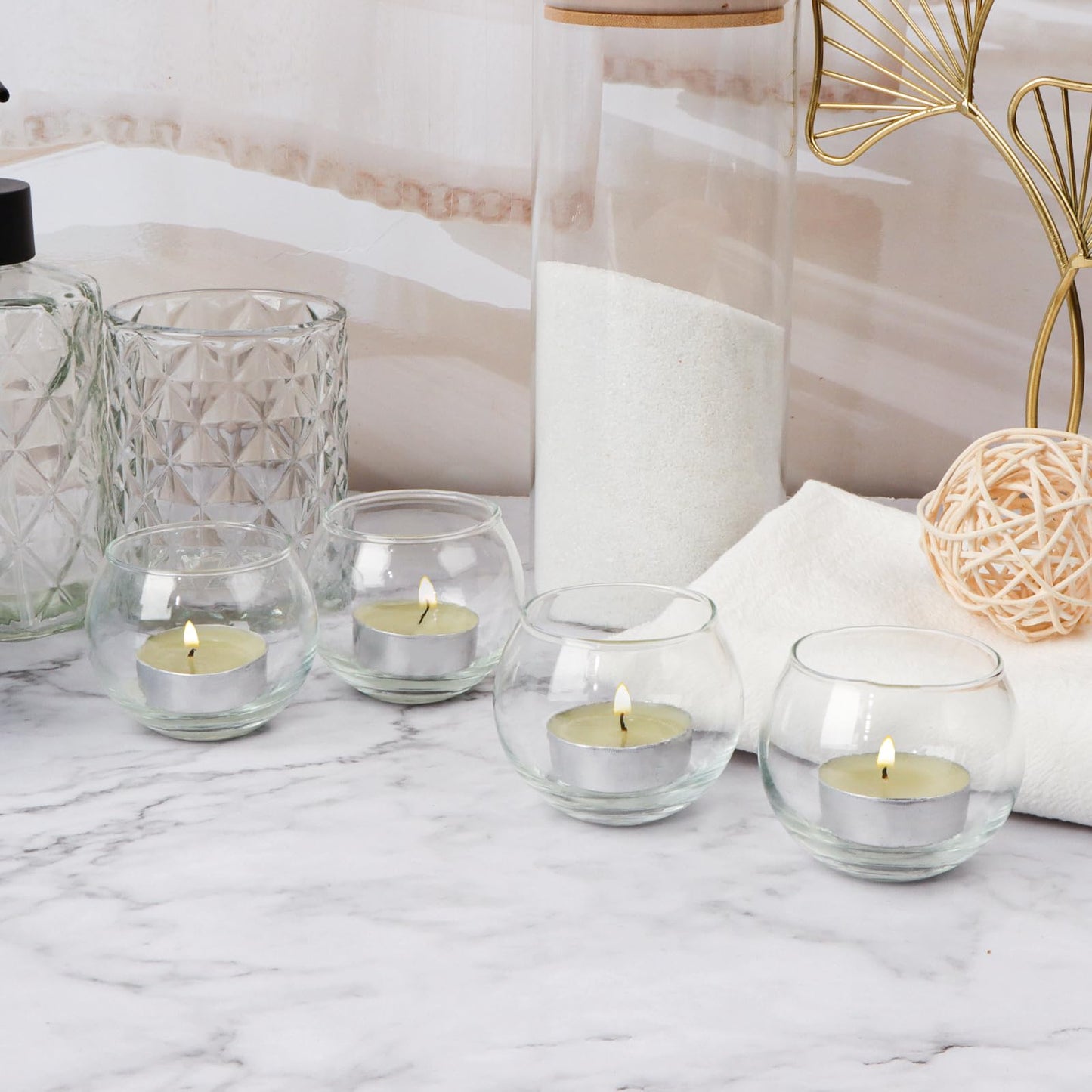 PINIWON 12pcs Clear Glass Tealight Candle Holder, Round Votive Candle Holders, Small Bowl Candle Holder Bulk for Wedding Table Centerpieces Home Decor