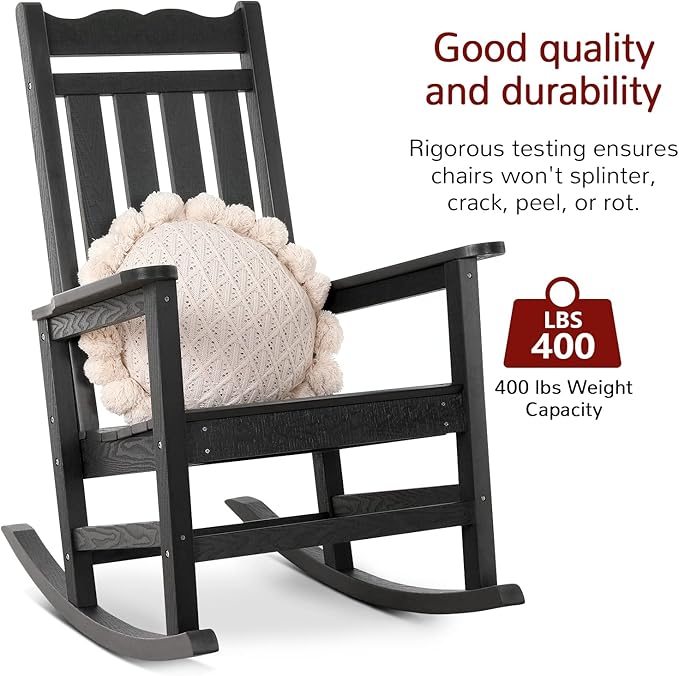 Stoog Patio Rocking Chair, All-Weather Porch Rocker, 400 lbs Weight Support