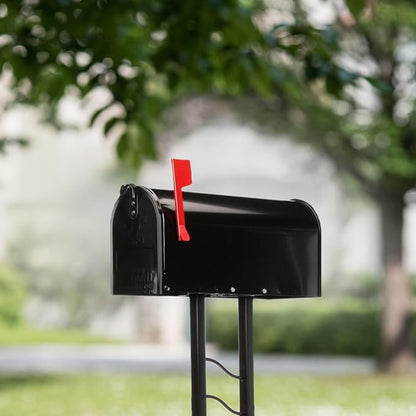 Architectural Mailboxes Mailbox to Go Galvanized Steel Mailbox and Post Kit, MC11KITBAM, Black, Medium Capacity