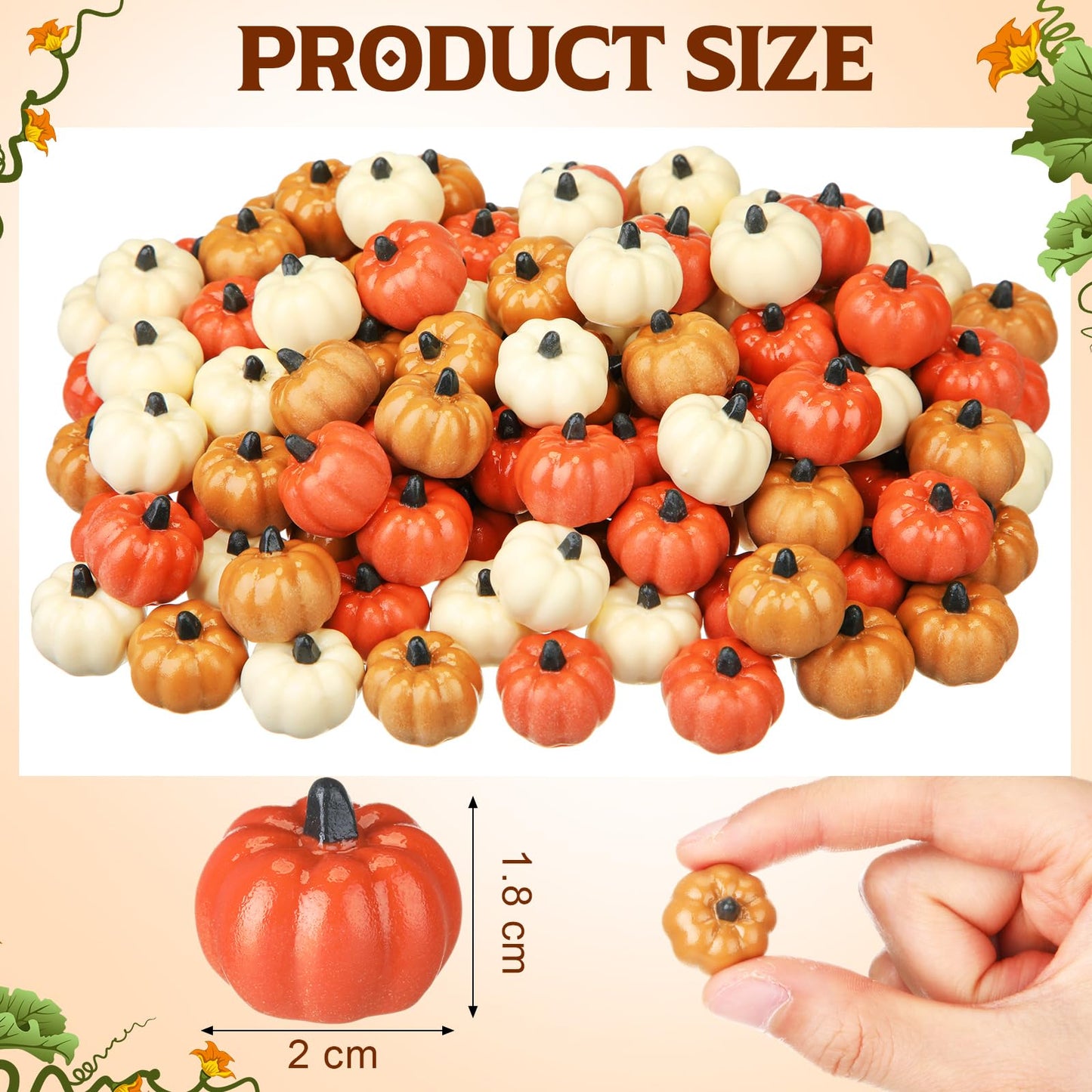 Geelin 90 Pcs Thanksgiving Mini Pumpkin Resin Charms Pumpkin Autumn Resin Artificial Miniature Holiday Figurines Orange Yellow and White Thanksgiving Ornament for Fall Holiday Party DIY Table Scatter