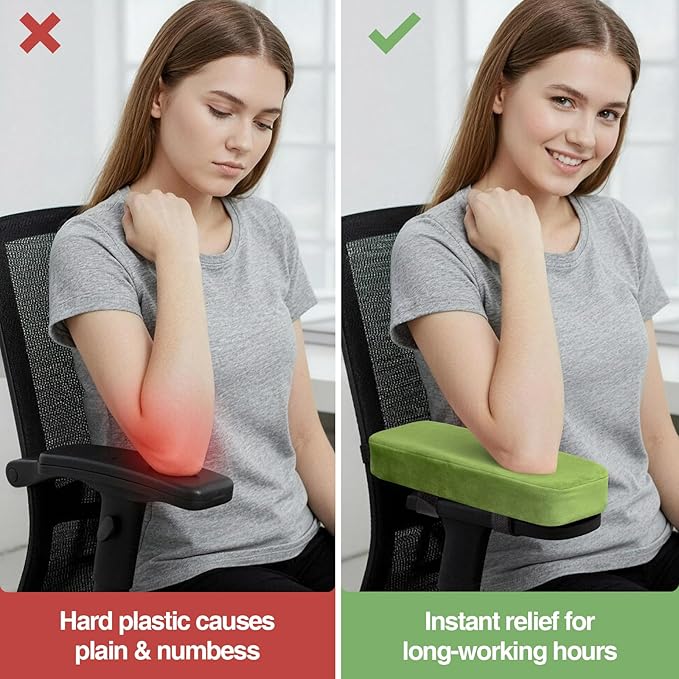 Smiry Ergonomic Office Chair Armrest Pads, Memory Foam Arm Rest Covers
