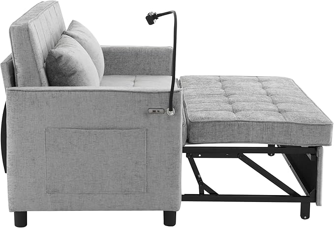 3 in 1 Convertible Sleeper Sofa Bed, 56.9" Small Pull Out Couch Bed