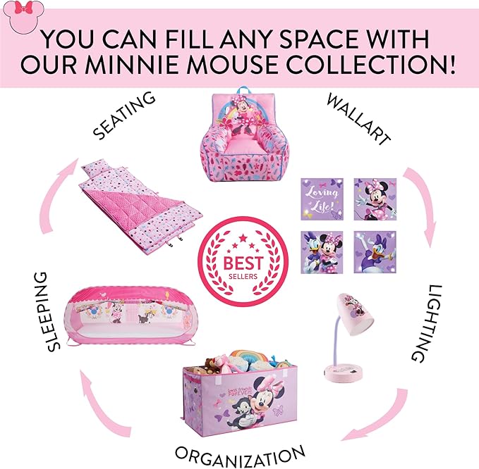 Disney Minnie Mouse Toddler Folding Saucer Chair – 19" Soft Plush Seat