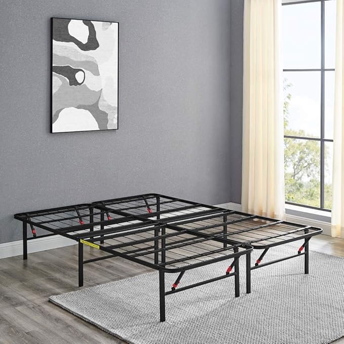 Amazon Basics Bed Frame with Storage, Foldable Metal Platform, Sturdy Steel