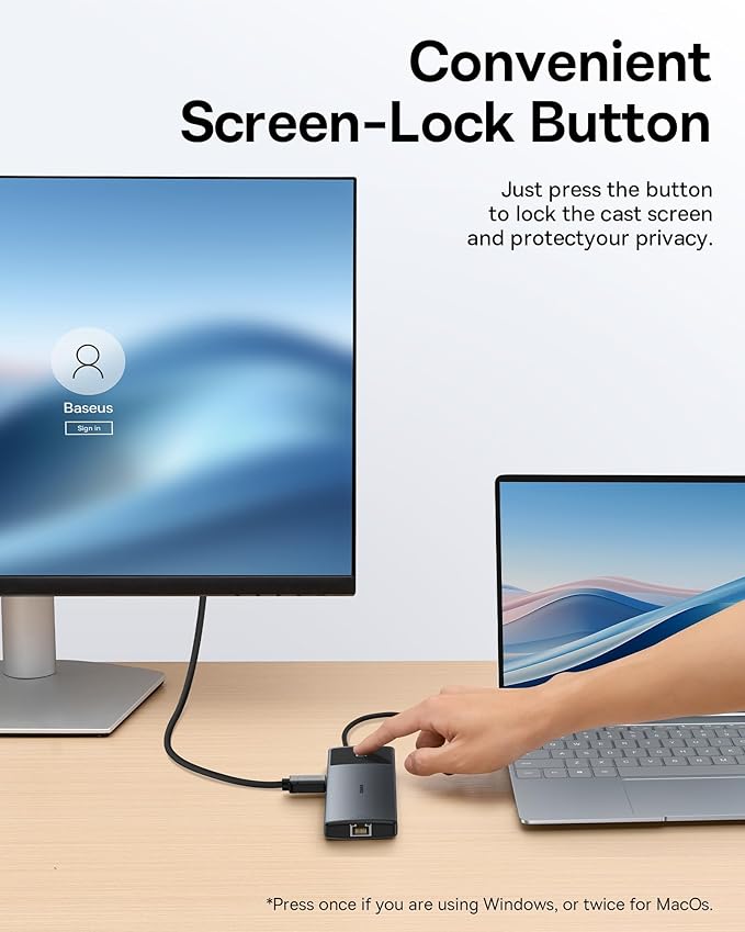 Baseus Docking Station Dual Monitor,10Gbps 10 in 1 Docking Station with 2 HDMI Single 4K@120Hz, Dual 4K@ 60Hz,10Gbps USB C and USB A, Gigabit Ethernet, PD 100W, SD/TF for iPhone 15/Mac/Dell/HP/Lenovo