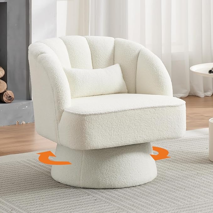 Garvee Ultra-Plush Swivel Accent Chair, 360° Barrel Lounge Chair