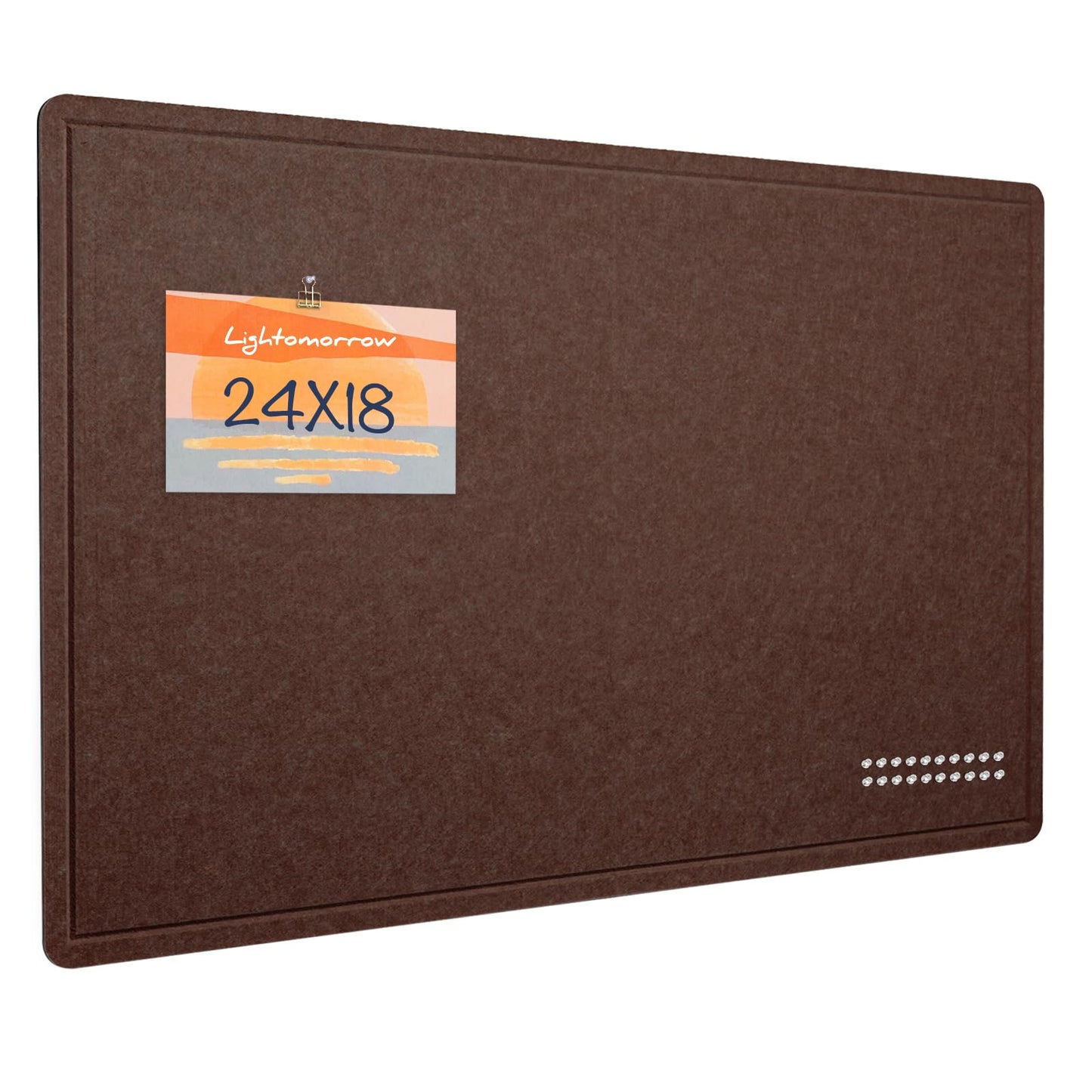 Bulletin Board, 24 x 18 inches Felt Board Decorative Pin Board, Cork Board Alternative for Wall, Foldable Photo Board Self-Adhesive Vision Board Mood Board with 20 Pushpins - Saddle Brown