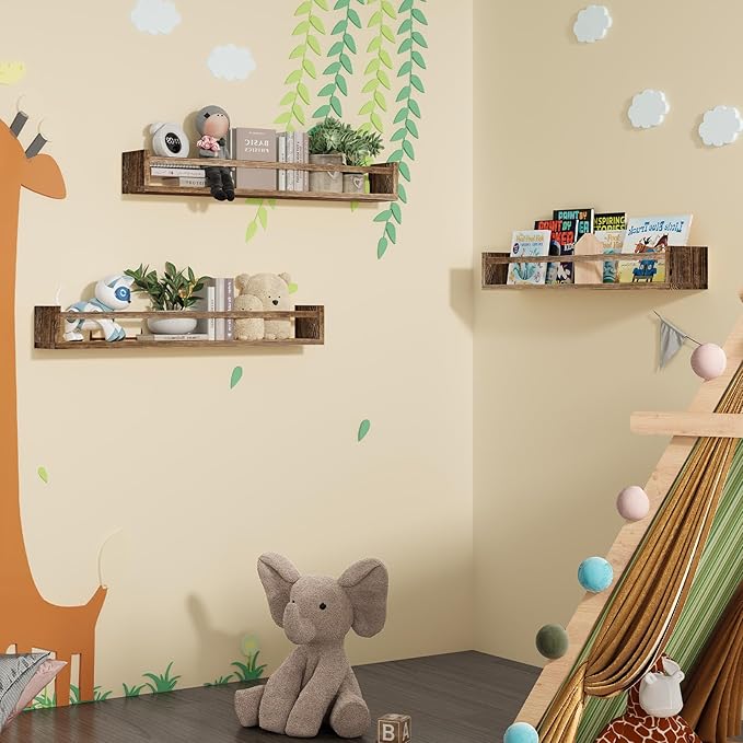 Fixwal Nursery Book Shelves for Kids Rooms, 23.6 Inch Floating Bookshelves for