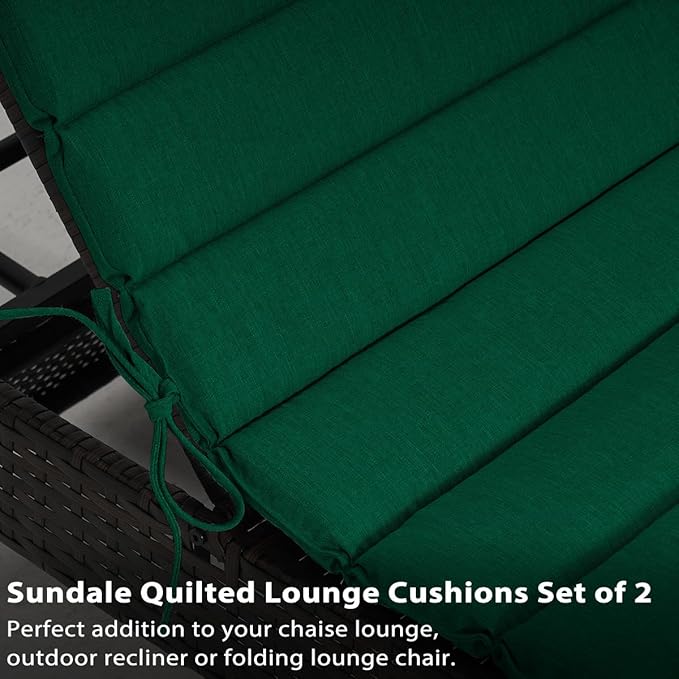 Sundale Outdoor Olefin Quilted Lounge Cushion Set of 2, Patio Foldable Chaise