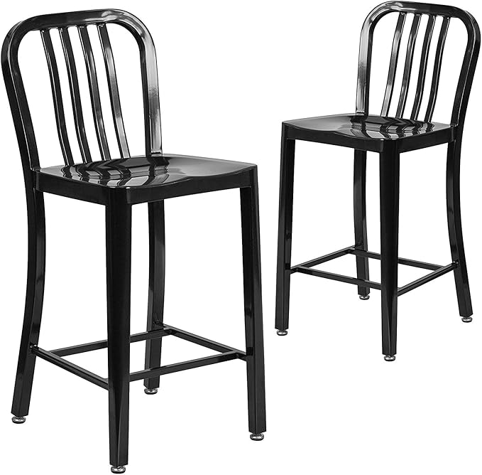 Flash Furniture Gael Commercial Grade 2 Pack 24" High Black Metal
