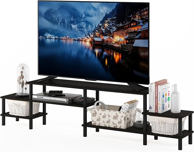 Furinno BESI TV Stand, No Tools Assembly Industrial Style Entertainment Center