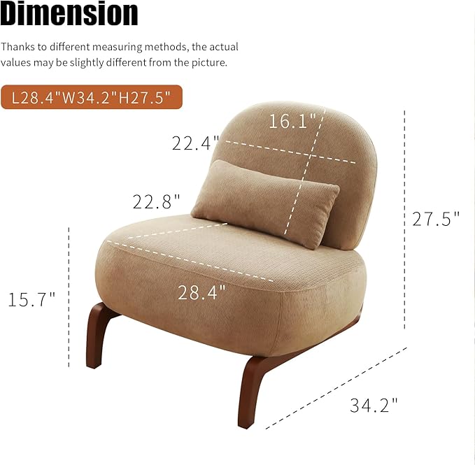 KEIKI Velvet Accent Chair, Armless Cloud Chair