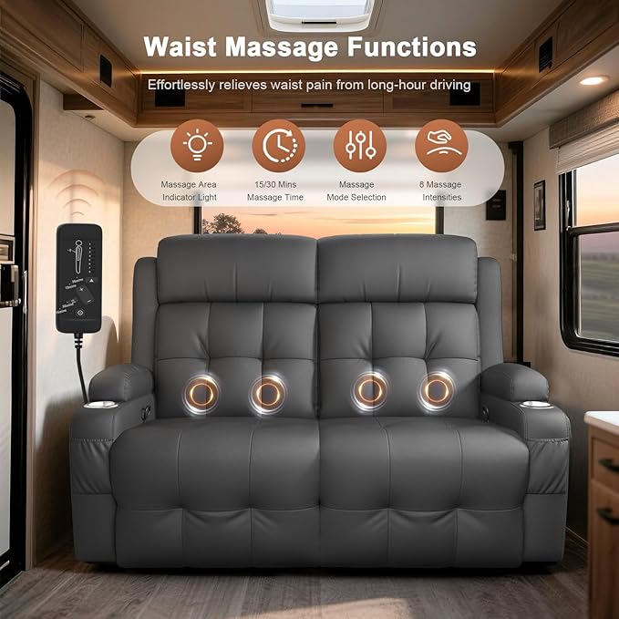 RV Loveseat Recliner Sofa, Massage Wall Hugger Recliners Couch