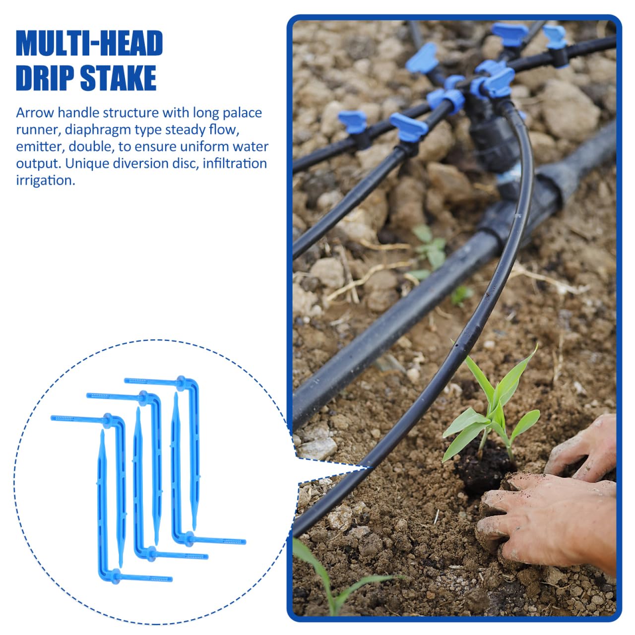 balacoo 100pcs Automatic Drip Waterer Irrigation Support Stakes Micro Irrigation Drippers Automatic Drip Stake Irrigation System Stakes Floor Ventilation Grill Spray Drip Irrigation, Blue