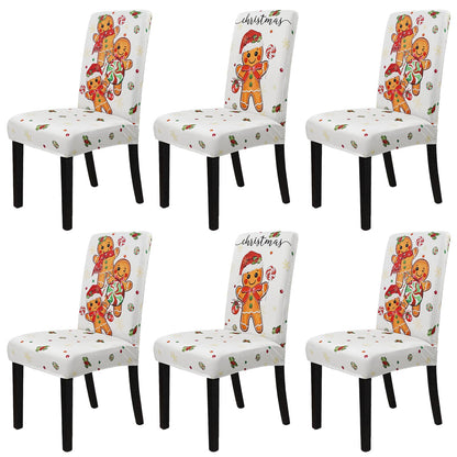 Zifmrtrwn Christmas Chair Cover Set of 6 Gingerbread Winter Dining Room Slipcovers Stretch Parsons Chair Seat Protectors Xmas Holiday Decor-6PCS