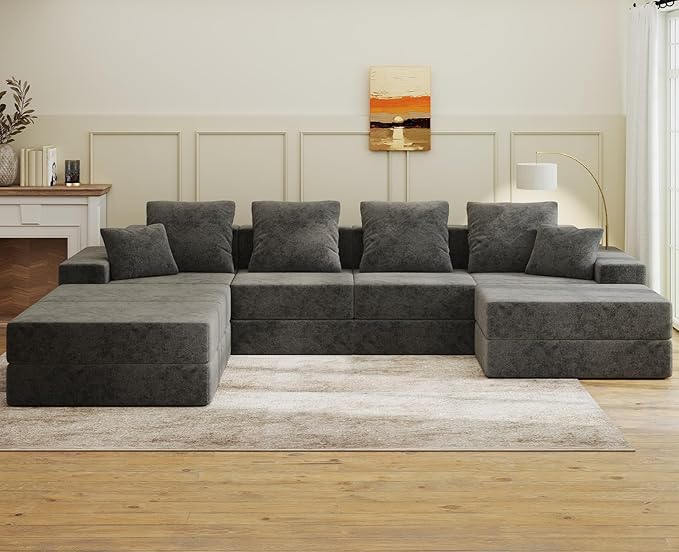 Living&Giving 128" U-Shaped Cloud Sectional Couch