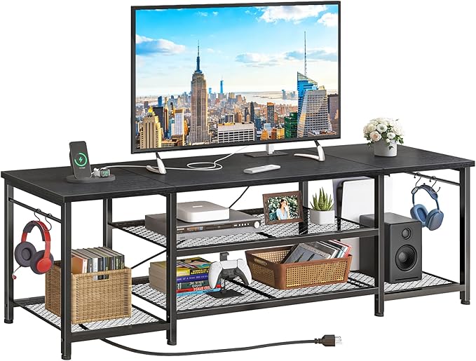 YGEOMER TV Stand for Up to 75 Inch TVs, Entertainment Center