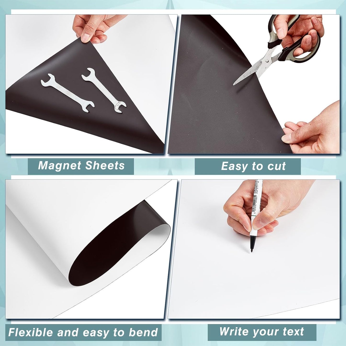 Amylove Blank White Surface Magnet Sheets 36 Inch x 3 Feet, 30 Mil Magnetic Roll Printable Flexible Vinyl Blank Magnetic Sign Sheet Safe for Vehicles DIY Craft Project