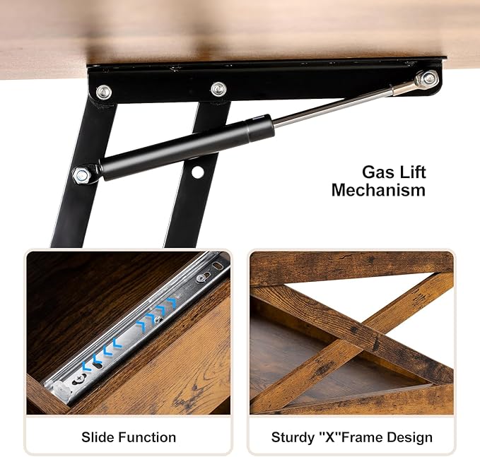 Lift Top Coffee Table with Storage, Small Coffee Table with Hidden Compartment