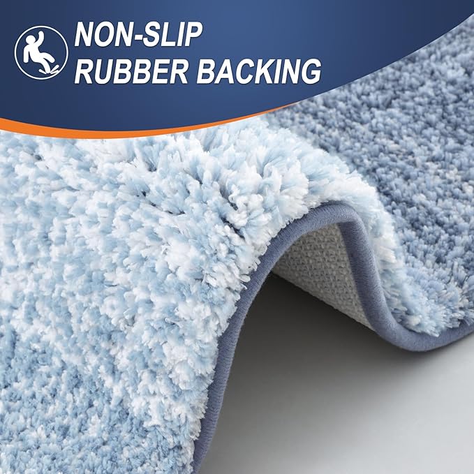 OLANLY Large Bathroom Rugs Mat 40x32, Extra Soft Absorbent Microfiber Bath Rugs, Rubber Backing, Quick Dry, Machine Washable Bath Mats for Bathroom Floor, Tub and Shower, Home Decor Accessories, Blue
