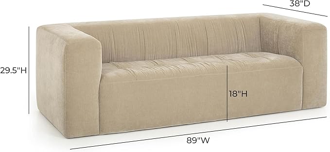 Pemberly Row Contemporary Upholstered Sofa, Upcycled Chenille, Sustainable