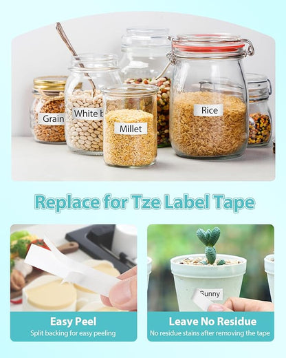 Tze231 Compatible for Brother Tze-231 Label Maker Tape 12mm 0.47 Laminated Black on White P-Touch Tz231 Tze Tz Refills Work with Ptouch Tz-231 PT-D220 D210 H110 D400 D410 D600, 4-Pack