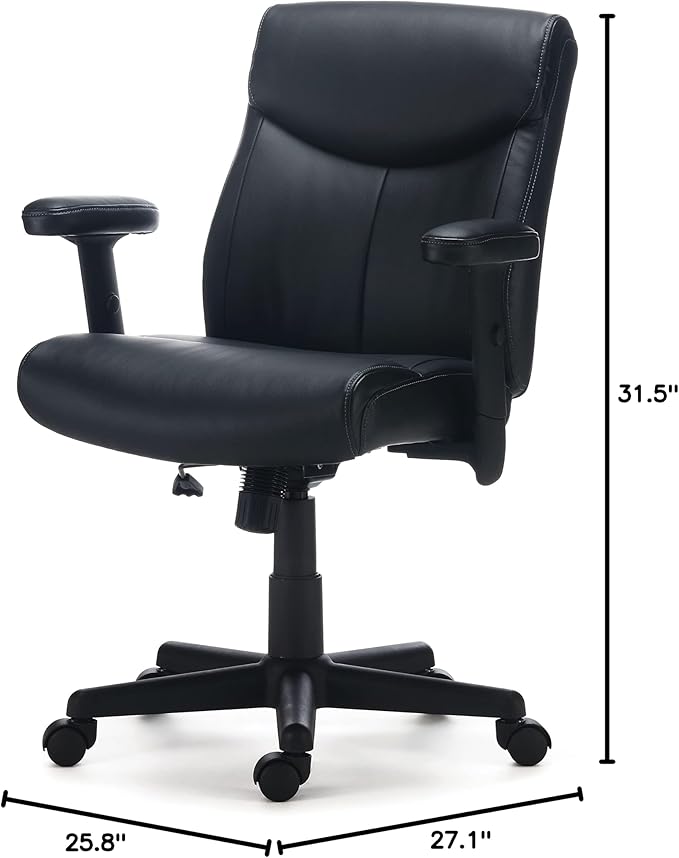 Staples Ergonomic Task Chair, Faux Leather, Adjustable Height