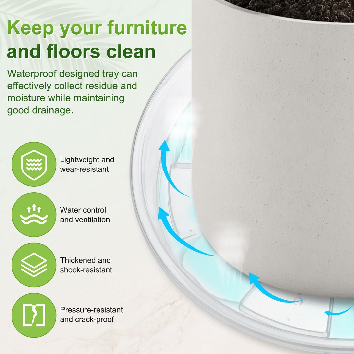 M METERXITY 4-Pack Plant Saucer, 7.09 Inch/18 cm Plastic Plant Trays Thicker for Water Drainage and Protection/Pots/Indoor/Outdoor, Flowerpot Drip Tray [Transparent]