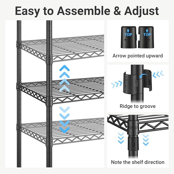 VIPEK X1 Plus Expandable Reach-in Closet Adjustable from 2'8" to 4'6" with Adjustable Shelves and Hanger Rods Clothes Rack Heavy Duty, Metal Clothing Racks Portable Walk-in Closet, Black