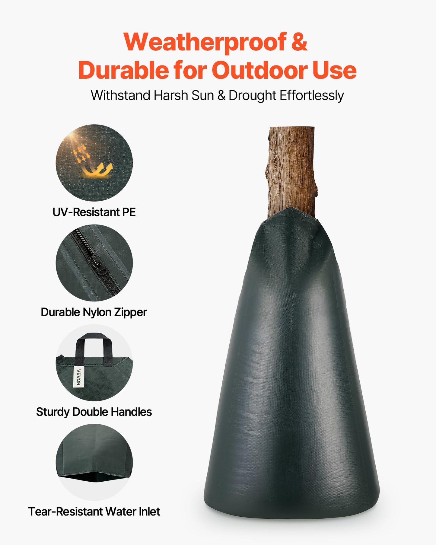 VEVOR Tree Watering Bags Slow Release 20 Gallon 25 Pack, 3-4 Hours Tree Water Bag, Heavy Duty PE Tree Drip Irrigation Gator Bag with Zipper, Durable & Reusable Deep Root Shrub Watering Bag
