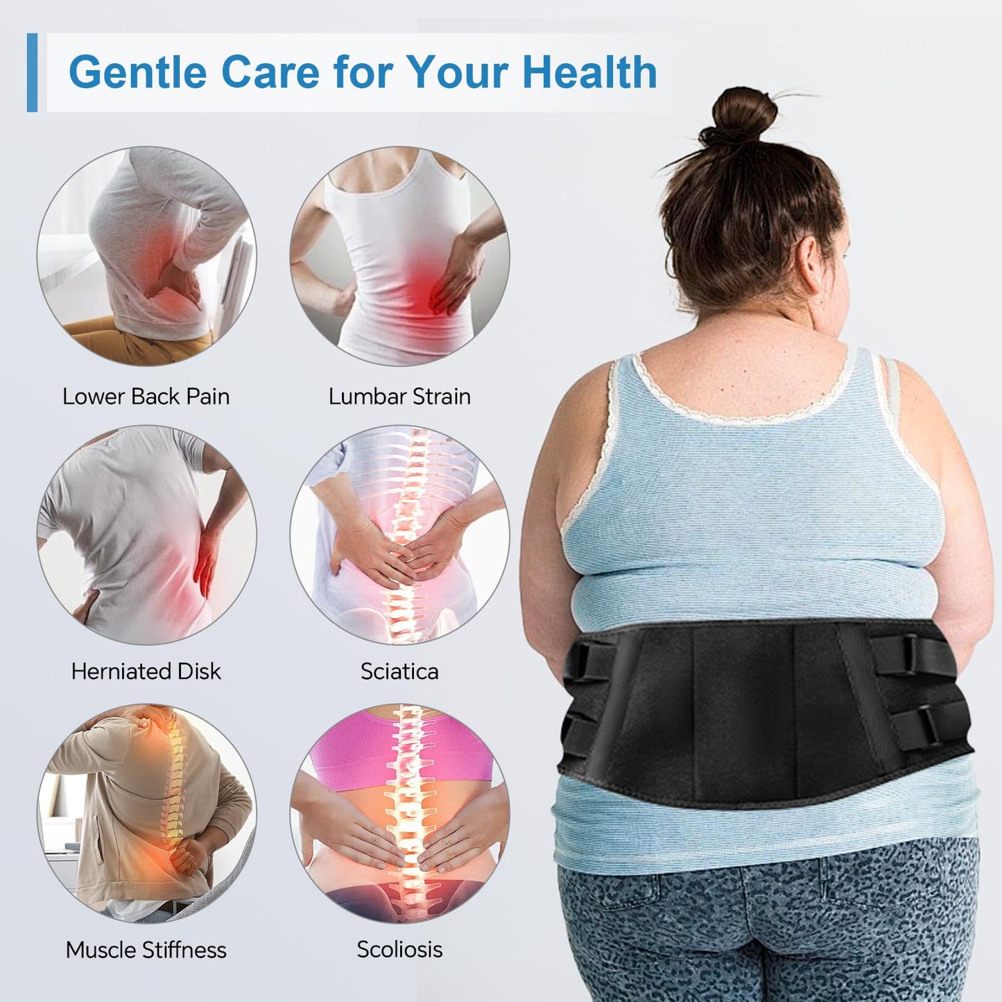 Heating Pad for Period Cramps Back Pain Relief,Electric Heating Pad for Low Back Massager,3 Heat, Black,43"x 6" +20" Extended Belt Gifts for Women/Men/Mom
