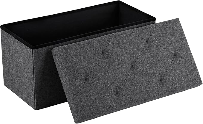 DUMOS 30 Inch Folding Storage Ottoman Bench, Large Hidden Storage Chest