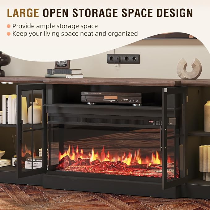 98" Farmhouse TV Stand with 36" Fireplace