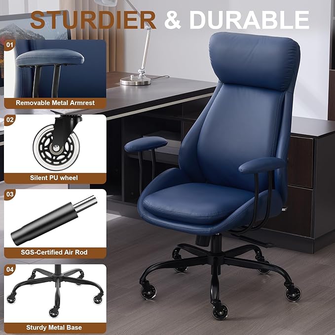 E-Motie Office Chair, Leather Desk Chair