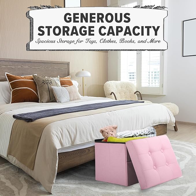 LINMAGCO Storage Ottoman Folding Foot Stool Foot Rest