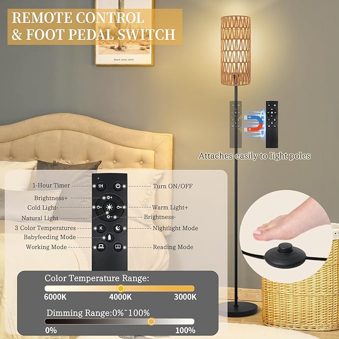 Ruiever Floor Lamp for Living Room, Farmhouse Floor lamp, Modern Standing lamp