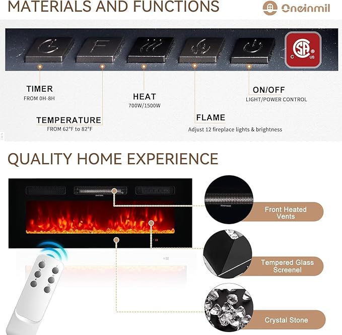 oneinmil 70" Fireplace TV Stand