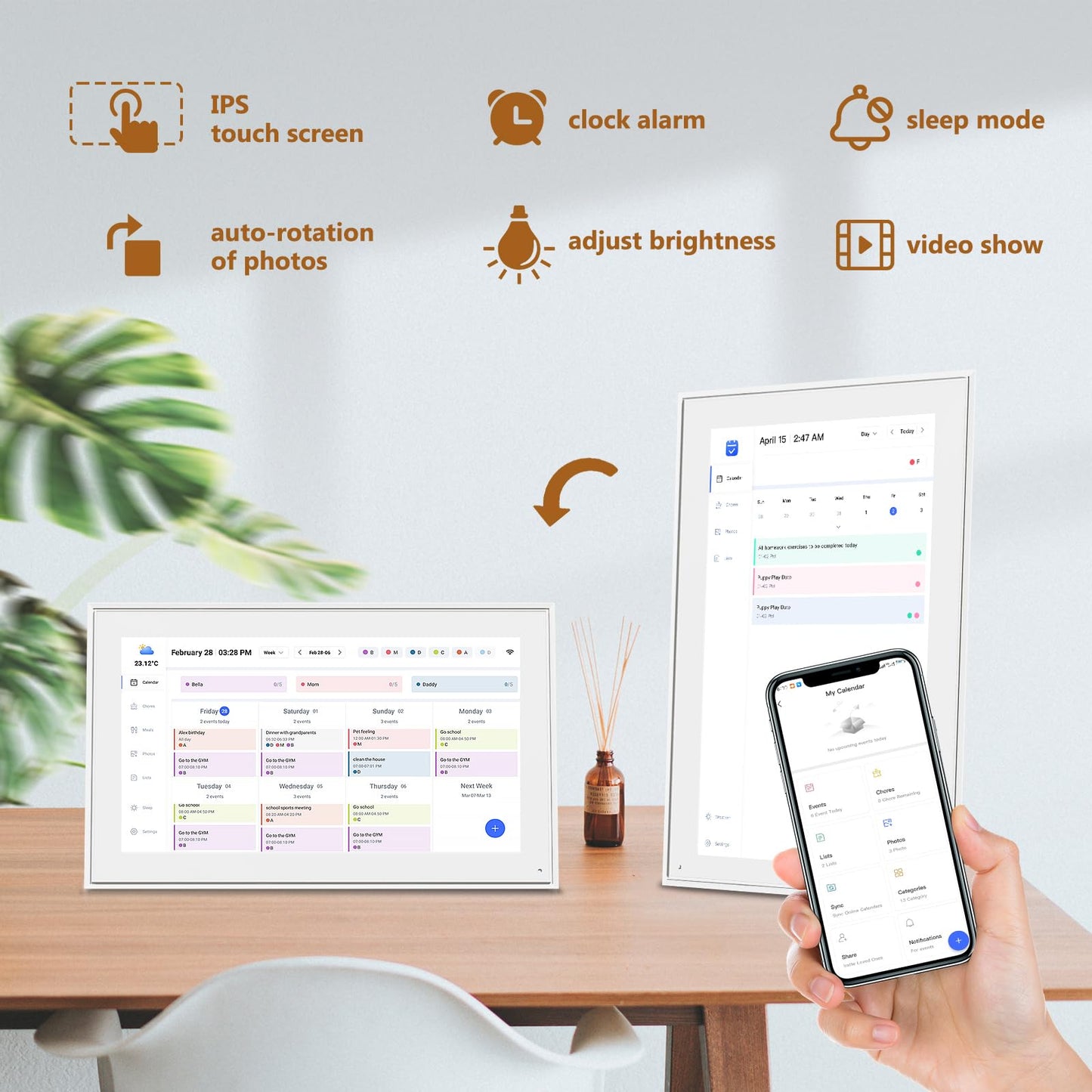 Calendar 10.1 Inch Digital Calendar & Chore Chart, Smart Touchscreen Interactive Display for Family Schedules Gift for Mother Mom Women Grandpa