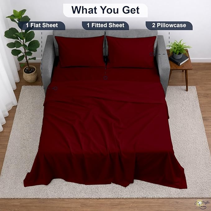 Cottington Lane Sleeper Sofa Sheets Queen Size, 4 Piece Premium Quality 100%