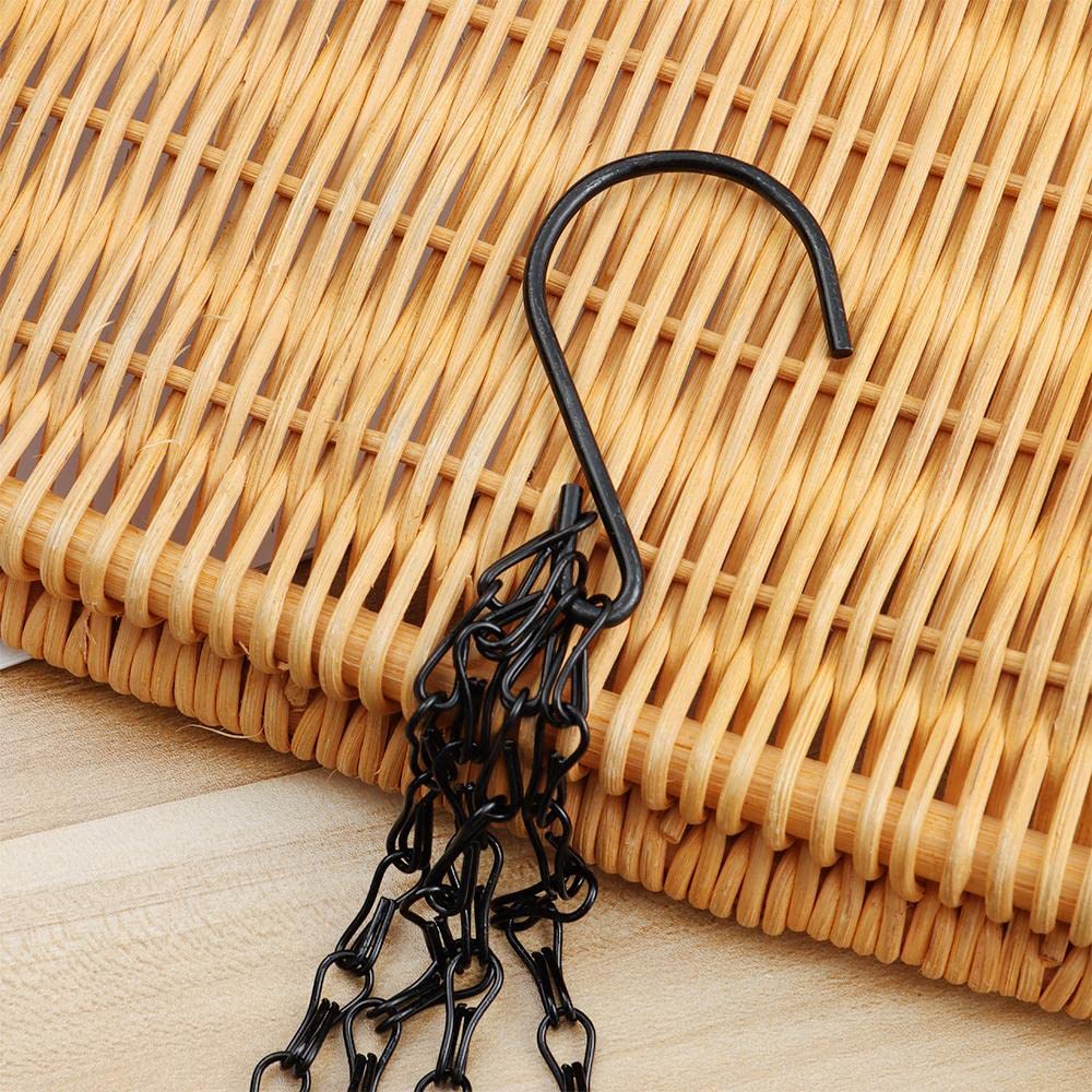 Andy's Orchids 4 Strand Metal Hanging Baskets Chain with Hooks, 4PCS 16inch Flower Plant Pot Chain, Indoor Outdoor Replacement Plant Hangers for Bird Feeders, Planters, Lanterns and Ornaments, Black