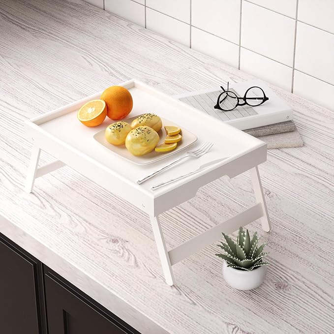 Fibogollo 4 Pack Bamboo Bed Tray Table