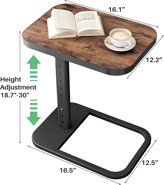 Kitstorack TV Tray Table, Adjustable Height & Flip-Top & Rounded Metal Corners