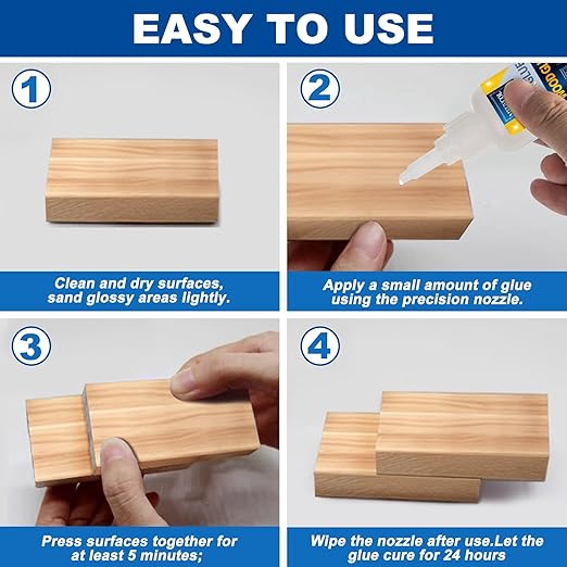 Meuvcol Extra Strong Wood Glue, 100g Fast Drying Clear Wood Adhesive