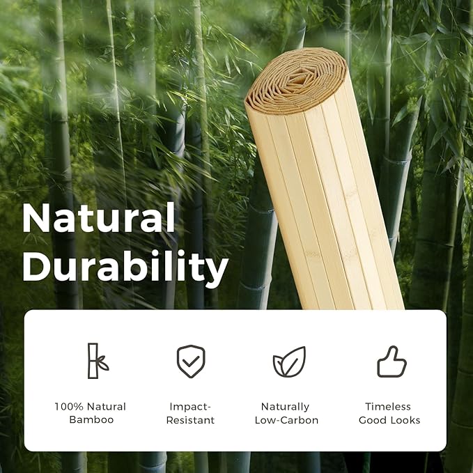 OUZUGIE 1 Pack 96x48 Inch Natural Bamboo Wall Panel – Raw Pole Wrap Paneling