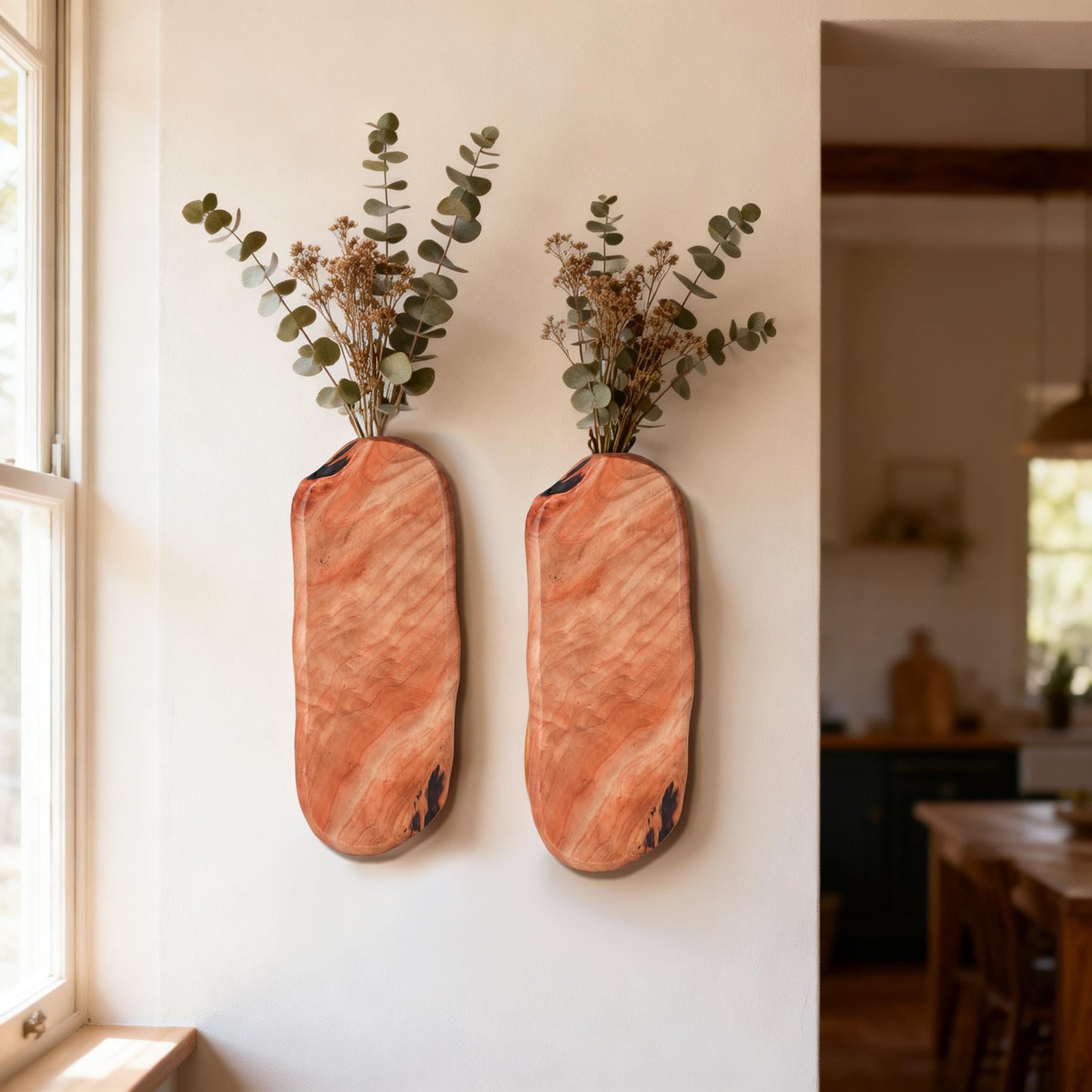 Wenrulgar Flower Vase Pots Wall Planters Holder for Indoor Plants Hanging Planters Wall Vase Wooden Plant Hanging Farmhouse Wall Art Decor for for Entryway Hallway Bathroom Living Room, Dining Room
