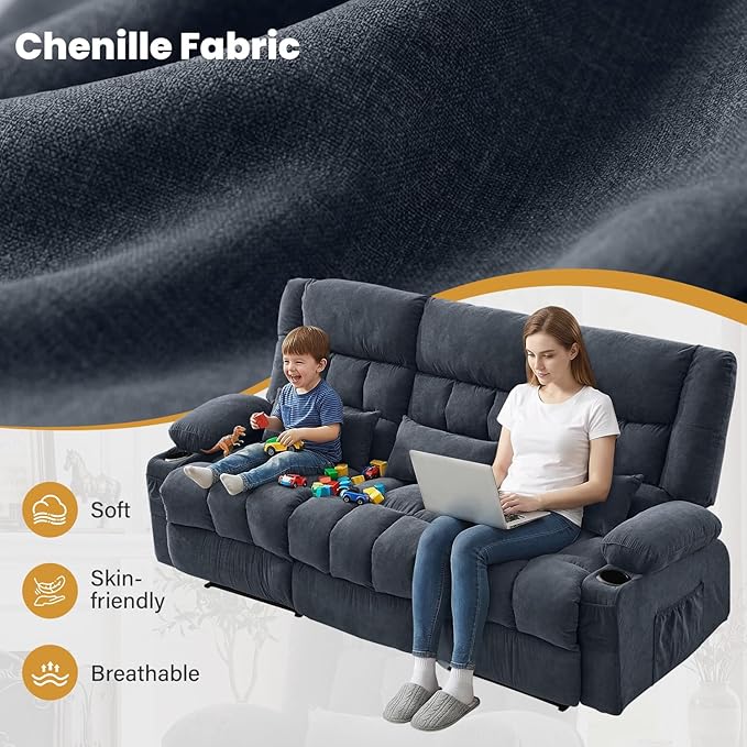 BOSMILLER Reclining Sofa with Cup Holders