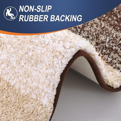 OLANLY Bathroom Runner Rugs Mat 47x24, Extra Soft Absorbent Microfiber Bath Rugs, Rubber Backing, Quick Dry, Washable Long Bath Mats for Bathroom Floor, Tub and Shower, Home Decor Accessories, Brown