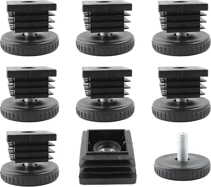 8Pcs Adjustable Leveling Feet, Square Insert Kit, Furniture Glide Leveler